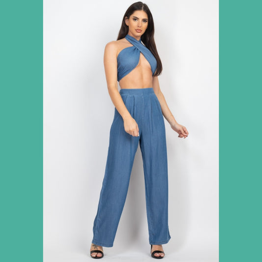 TUBE TOP & WIDE PANTS SET